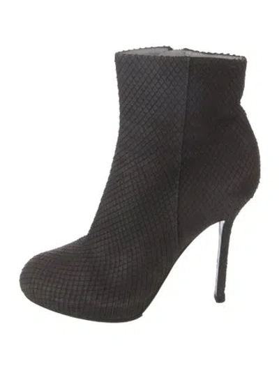 Pre-owned Sergio Rossi Leather Animal Print Boots In Black