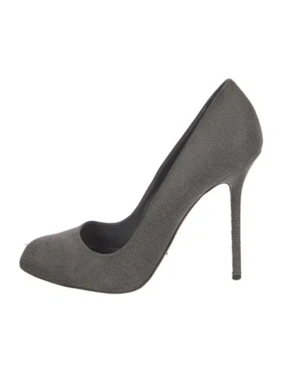 Pre-owned Sergio Rossi Leather Animal Print Pumps In Grey