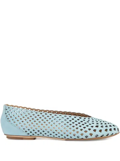 Sergio Rossi Leather Ballet Flats In Blue