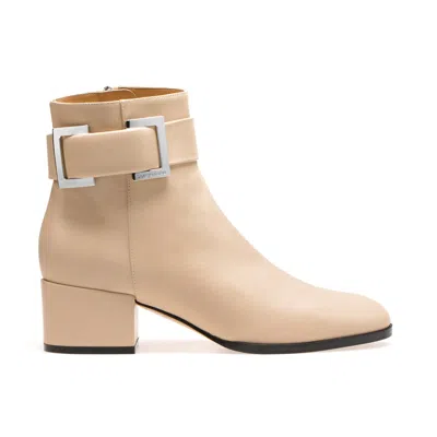 Sergio Rossi Leather Boots In Beige