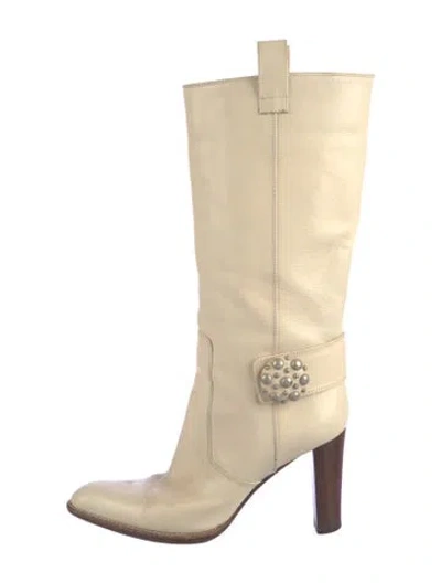 Pre-owned Sergio Rossi Leather Boots In Neutrals
