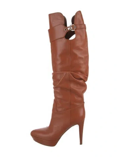 Pre-owned Sergio Rossi Leather Boots In Orange