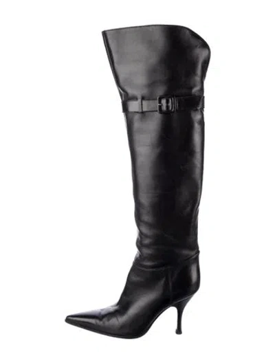 Pre-owned Sergio Rossi Leather Boots W/ Tags In Black