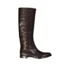 Sergio Rossi Brown Calfskin Over The Knee In Black