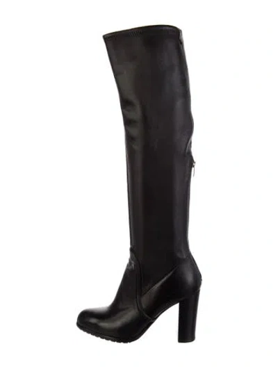 Pre-owned Sergio Rossi Leather Bow Accents Boots In Black
