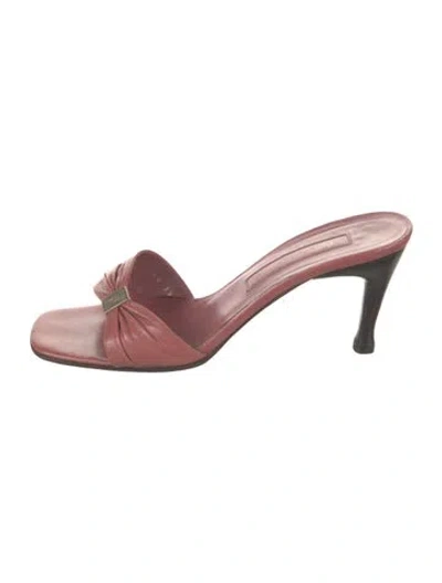 Pre-owned Sergio Rossi Leather Bow Accents Slides In Pink