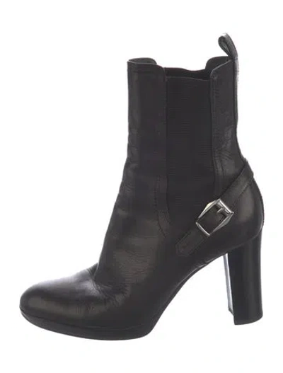 Pre-owned Sergio Rossi Leather Chelsea Boots In Black