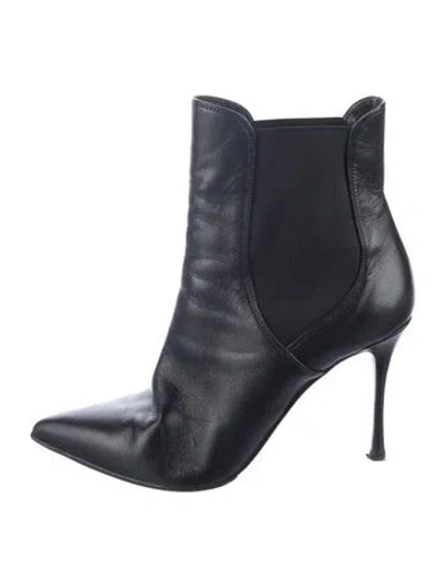 Pre-owned Sergio Rossi Leather Chelsea Boots In Black