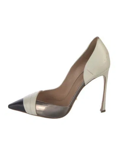 Pre-owned Sergio Rossi Leather Colorblock Pattern D'orsay Pumps In Neutral