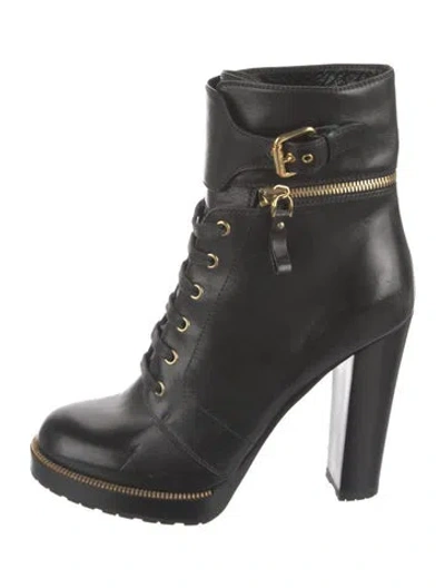 Pre-owned Sergio Rossi Leather Combat Boots In Black