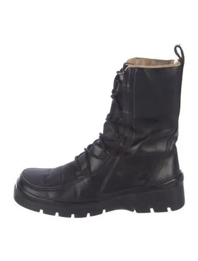 Pre-owned Sergio Rossi Leather Combat Boots In Black