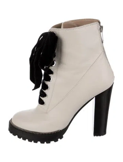 Pre-owned Sergio Rossi Leather Combat Boots In Neutral
