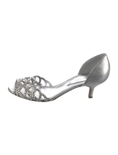 Pre-owned Sergio Rossi Leather Crystal Embellishments D'orsay Pumps