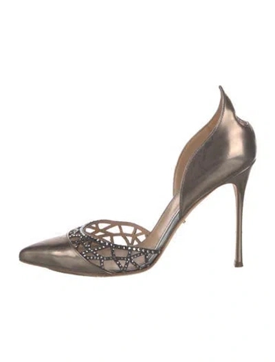 Pre-owned Sergio Rossi Leather Crystal Embellishments D'orsay Pumps In Neutral