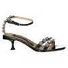 Sergio Rossi Leather Crystal Sandals In Black
