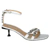 Sergio Rossi White Calfskin Stiletto Heel Sandals In White
