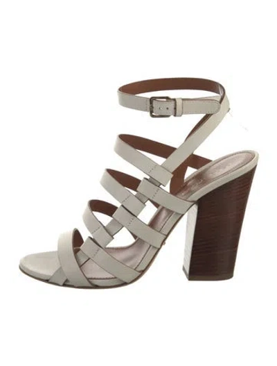 Pre-owned Sergio Rossi Leather Cutout Accent Gladiator Sandals In White