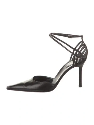 Pre-owned Sergio Rossi Leather D'orsay Pumps In Black