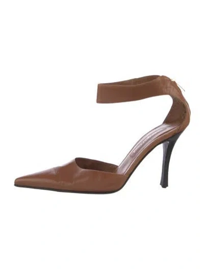 Pre-owned Sergio Rossi Leather D'orsay Pumps In Brown