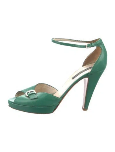 Pre-owned Sergio Rossi Leather D'orsay Pumps In Green