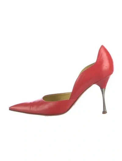 Pre-owned Sergio Rossi Leather D'orsay Pumps In Red