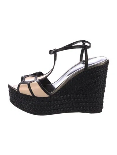 Pre-owned Sergio Rossi Leather Espadrilles In Black