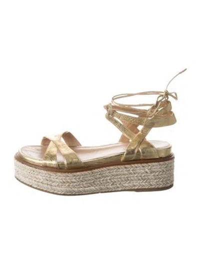 Pre-owned Sergio Rossi Leather Espadrilles In Gold