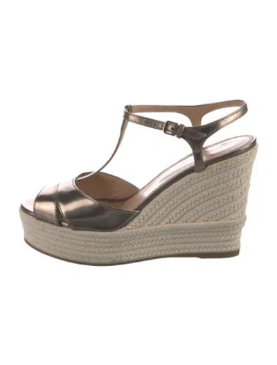 Pre-owned Sergio Rossi Leather Espadrilles In Gold