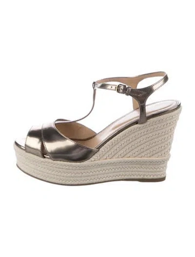 Pre-owned Sergio Rossi Leather Espadrilles In Metallic/neutrals