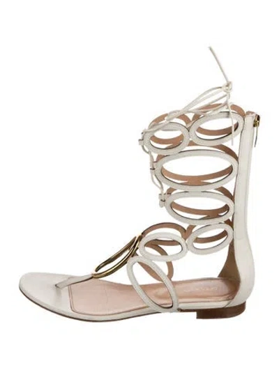 Pre-owned Sergio Rossi Leather Gladiator Sandals In White