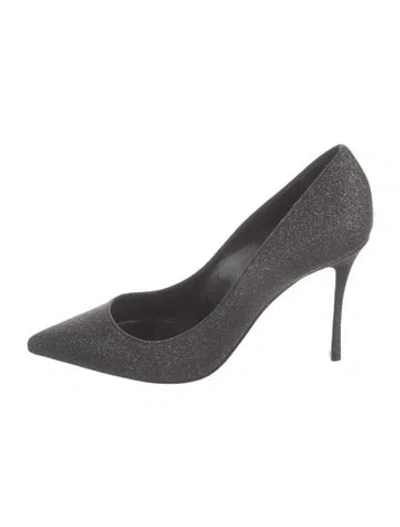 Pre-owned Sergio Rossi Leather Glitter Accents In Grey