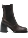 Sergio Rossi Leather Heel Boots In Brown