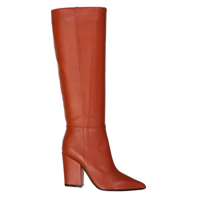 Sergio Rossi Leather Heel Boots In Orange