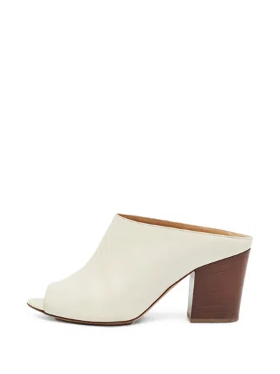 Pre-owned Sergio Rossi Leather Heeled Mules In Neutral