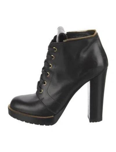 Pre-owned Sergio Rossi Leather Lace-up Boots In Black
