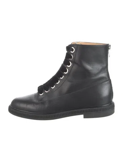 Pre-owned Sergio Rossi Leather Lace-up Boots In Black