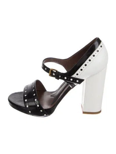 Pre-owned Sergio Rossi Leather Lasercut Accents Sandals In White