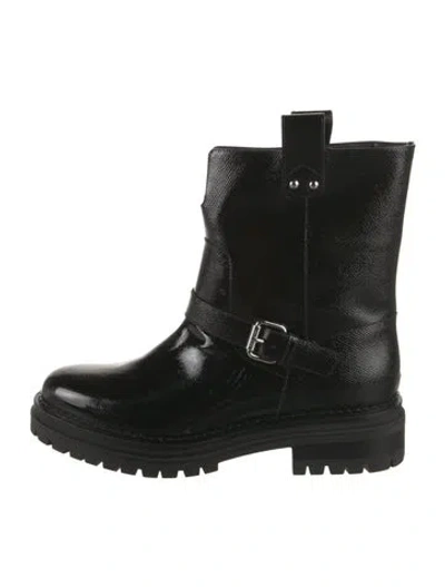 Pre-owned Sergio Rossi Leather Moto Boots In Black
