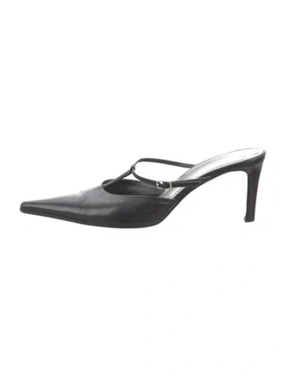 Pre-owned Sergio Rossi Leather Mules In Black