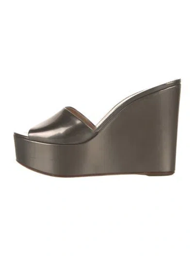 Pre-owned Sergio Rossi Leather Mules In Grey