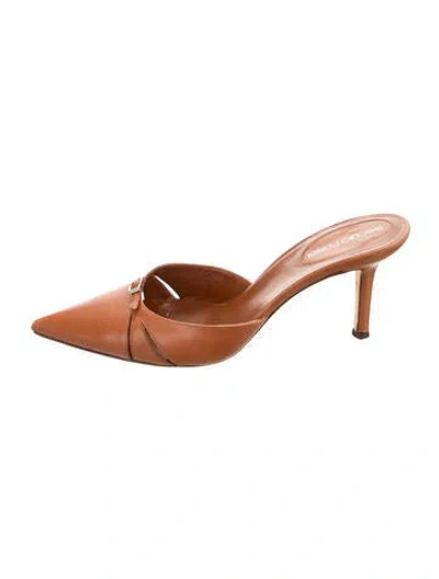 Pre-owned Sergio Rossi Leather Mules In Neutrals