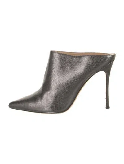Pre-owned Sergio Rossi Leather Mules In Silver
