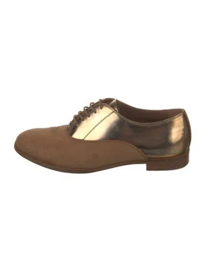 Pre-owned Sergio Rossi Leather Oxfords In Neutral