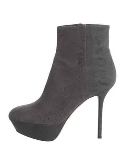 Pre-owned Sergio Rossi Leather Patterned Boots In Black/grey