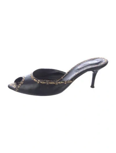 Pre-owned Sergio Rossi Leather Patterned Mules In Blue