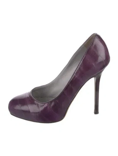 Pre-owned Sergio Rossi Leather Printed Pumps In Purple