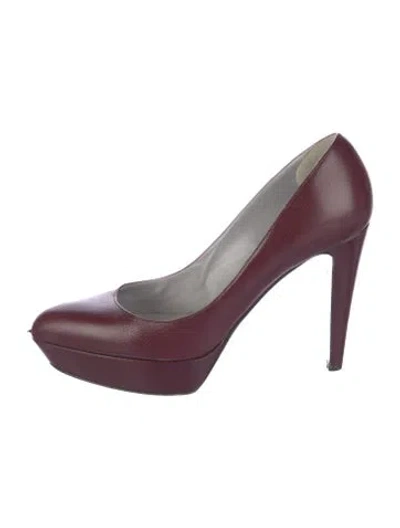 Pre-owned Sergio Rossi Leather Pumps In Burgundy
