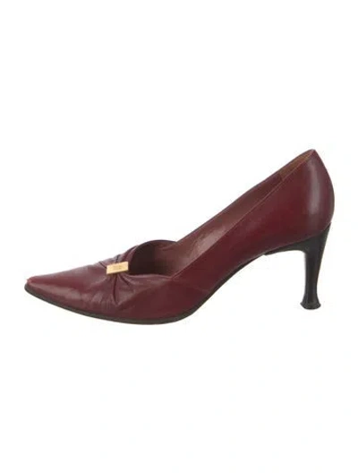 Pre-owned Sergio Rossi Leather Pumps In Burgundy