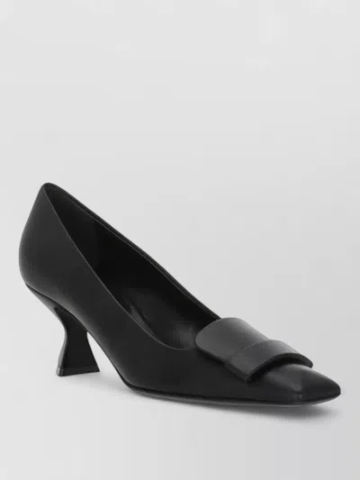Sergio Rossi Plaque-detail Squared-toe Heeled Pumps In Black
