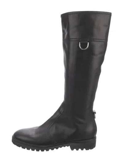 Pre-owned Sergio Rossi Leather Rain Boots In Black